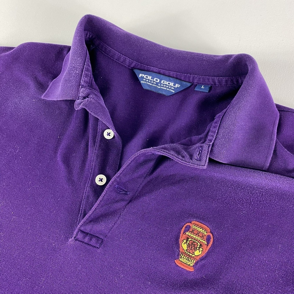 Polo Golf Ralph Lauren Shirt Adult Large Naples National Pima Cotton Purple Mens